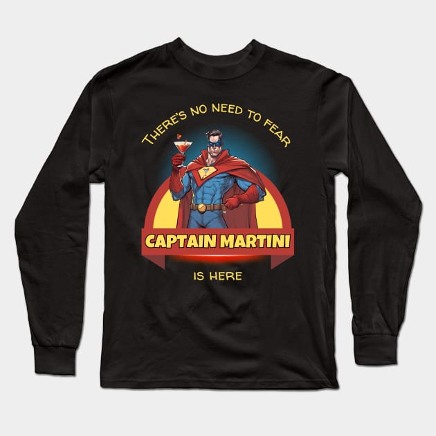 Captain Martini Long Sleeve T-Shirt by Kenny The Bartender's Tee Emporium